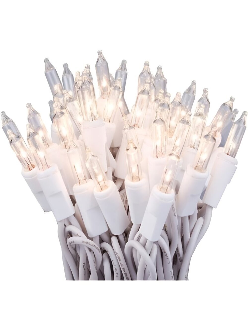 100 Clear Christmas Lights on White Wire, UL Approved for Indoor/Outdoor Use